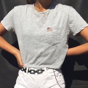 Brandy Melville Cropped USA Tee